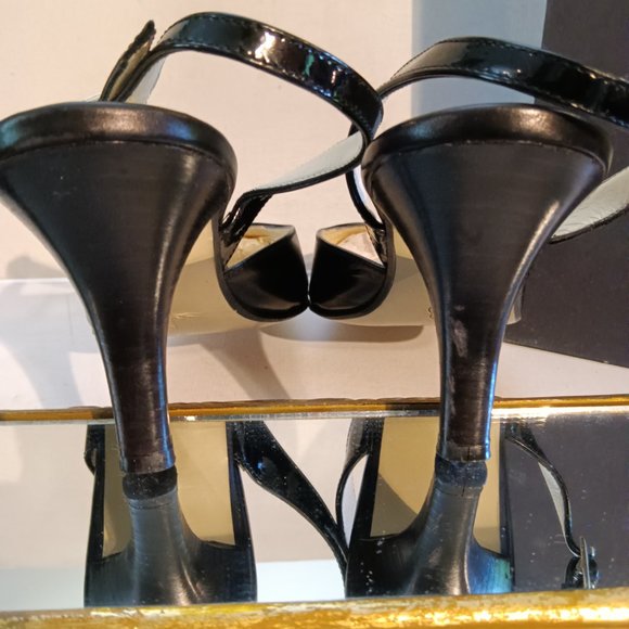 Brooks Brothers Y2K Classic Martine Black Leather Spectator Sling Back Heels 8.5 - Picture 6 of 9
